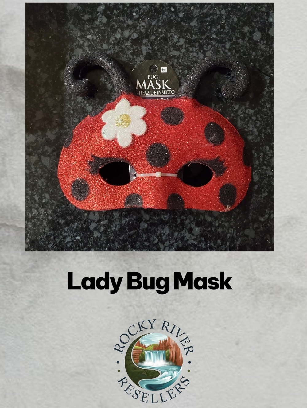 Lady Bug Eye Mask | Costume | Masquerade | Dress Up | Plastic | RRR Mask